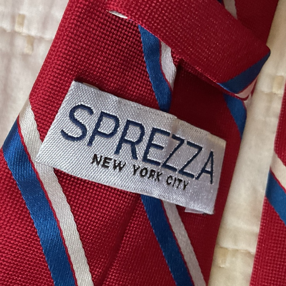 Sprezza Red and Blue Striped Silk Tie for Formal Occasions - Picture 2 of 4